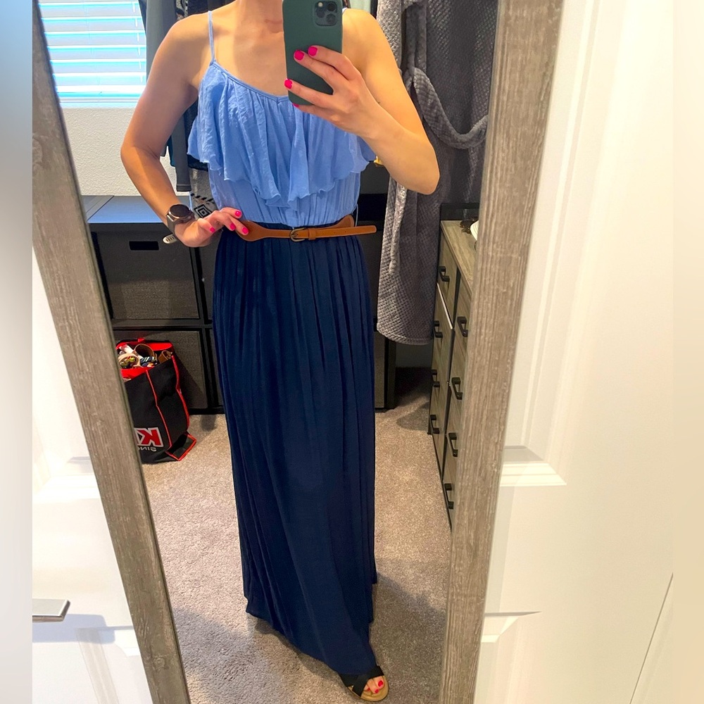 Spaghetti Strap Floor Length Linen Dress